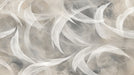 Abstract wallpaper pattern with sweeping white brushstrokes over a textured taupe and charcoal gray background.
