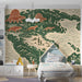 Prehistoric dinosaur map wallpaper installed in a cozy wooden home study room