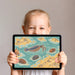 Prehistoric ocean map mural in a creative kids' bedroom with educational decor