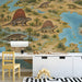 A playroom featuring a prehistoric world map mural that sparks curiosity and learning for children