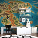 Educational prehistoric landscape mural as a focal point in a child's study.