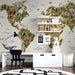 A creative study area designed for children, featuring the world map mural as a fun and educational backdrop for learning.