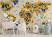 Educational animal map mural on the feature wall of a bright study room