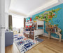 Colorful clay animal world map installed in a bright nursery with light wood furniture.