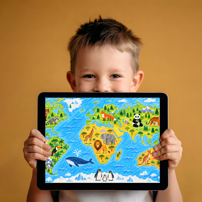 Study room with educational world map wall decor to inspire learning and global curiosity