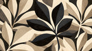 Graphic botanical wallpaper pattern with overlapping cream, taupe, and charcoal leaves