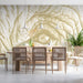 Sketch style elephant wallpaper used as a feature wall in a sophisticated dining room