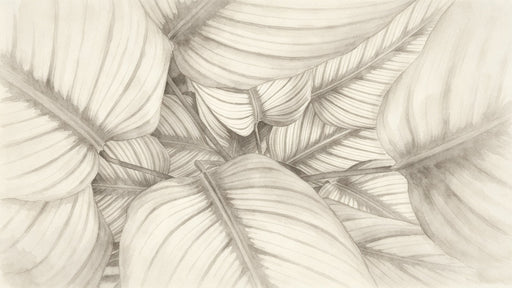 Close up of monochrome ink wash botanical leaves in shades of taupe and charcoal gray.