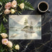 A home study featuring the mountain landscape wallpaper as a calming backdrop for a desk and leather chair.