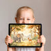 Soft woodland creature wall mural featured in a cozy child's bedroom with wooden furniture
