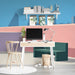 A contemporary study featuring the minimalist pastel city mural for a clean and artistic aesthetic.