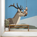 Modern study interior featuring the geometric deer mural for a calm and artistic wall decor theme.