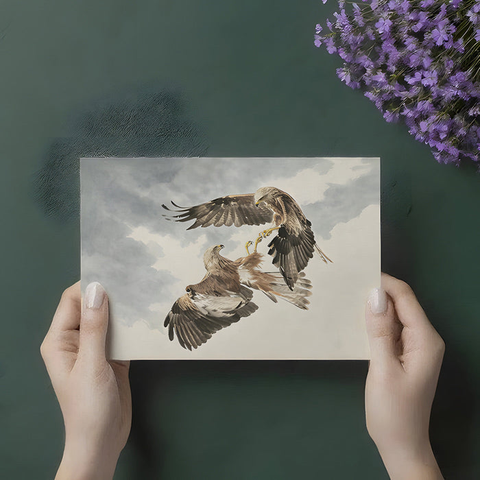 Living room interior with a nature-inspired bird of prey mural feature wall