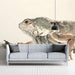 Iguana ink wash wall mural installed in a bright modern home office