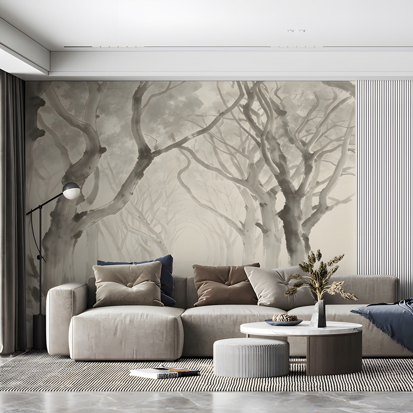 Misty Forest Ink Wash Mural Wallpaper