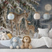 A quiet kid's room corner showcasing a snow-dusted forest scene that offers a calming woodland escape.