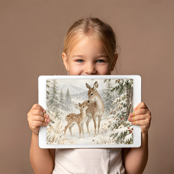 Wildlife wall mural featured in a modern bedroom with neutral linen bedding