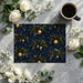 Living room featuring festive navy and gold pinecone wall mural