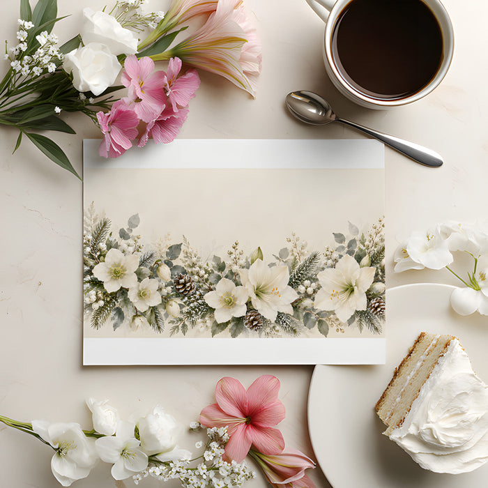 Botanical wallpaper featured in a sophisticated dining room with wooden furniture and neutral decor.