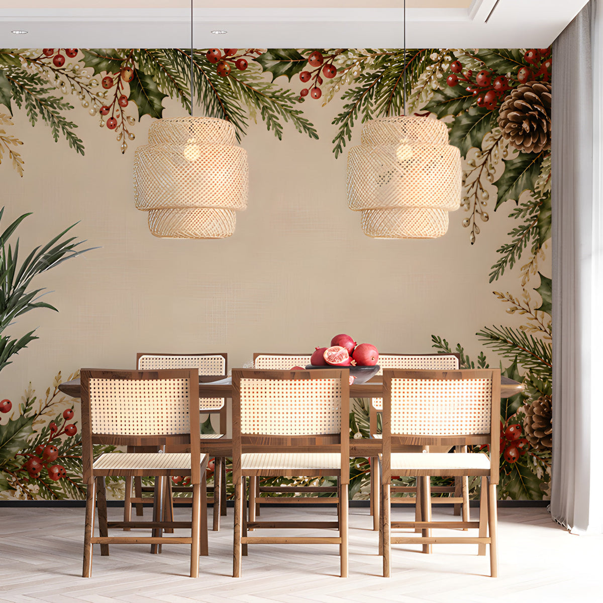 Winter Forest Border Mural Wallpaper | Festive Nature Decor