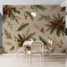 A dining room featuring the pine and berry mural to create a cozy woodland atmosphere.