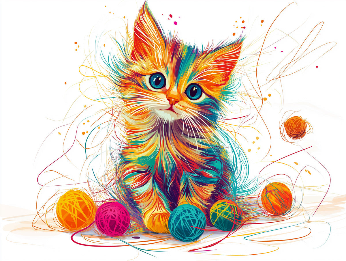 Colorful Kitten Mural Wallpaper