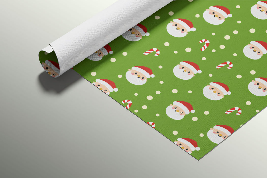 Tightly Packed Santa Head Dot Pattern Wallpaper | Classic Christmas Green, Repeating Grid, Festive