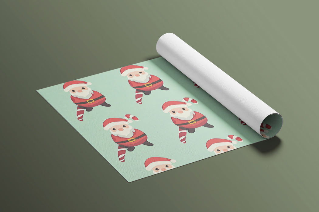 Full Santa and Candy Cane Grid Wallpaper | Mint Green Background, Cute Character Repeat, Orderly Festive