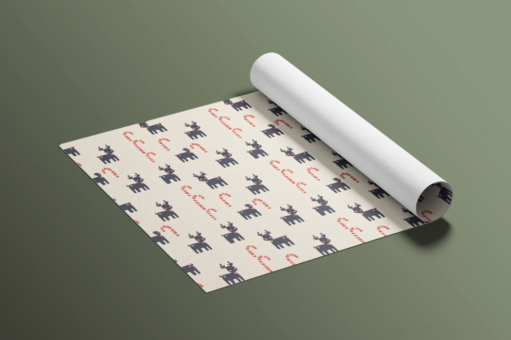 Pixelated Reindeer and Candy Cane Pattern Wallpaper | 8-Bit Retro Christmas, High Contrast, Modern