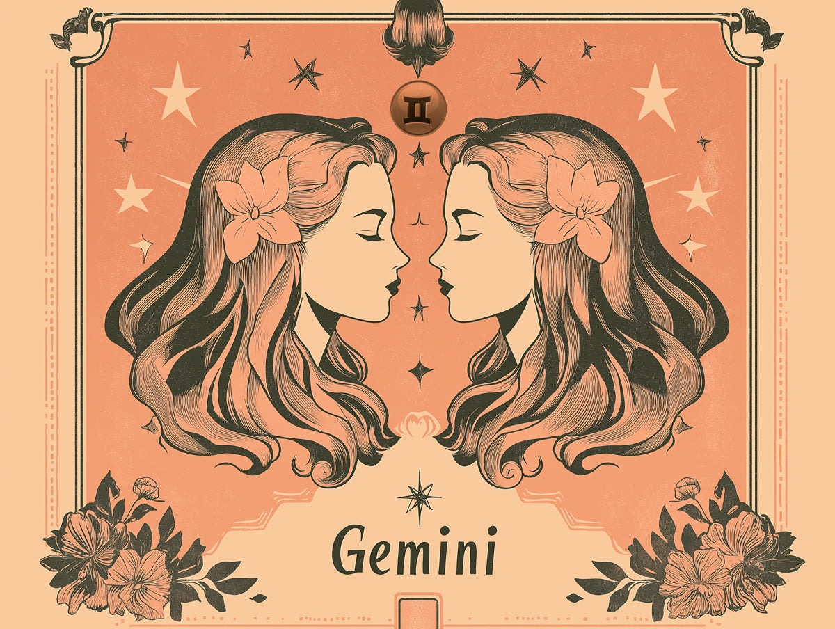 Gemini - Twin - Inspired Mural Wallpaper | Soft Pastels, Floral Accents