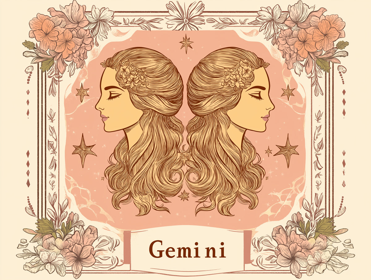 Gemini - Twin - Inspired Mural Wallpaper | Soft Pastels, Floral Accents