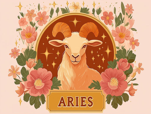 Aries - Elegant Ram Mural Wallpaper | Earthy Tones, Ornate Florals