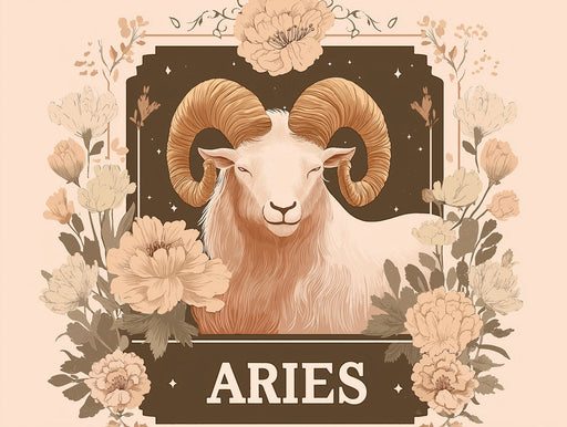 Aries - Ram Mural Wallpaper with Floral Accents