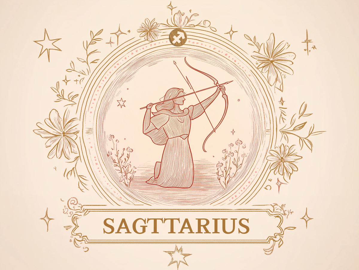 Sagittarius - Celestial Archer Mural Wallpaper | Golden, Beige, and Cosmic Patterns