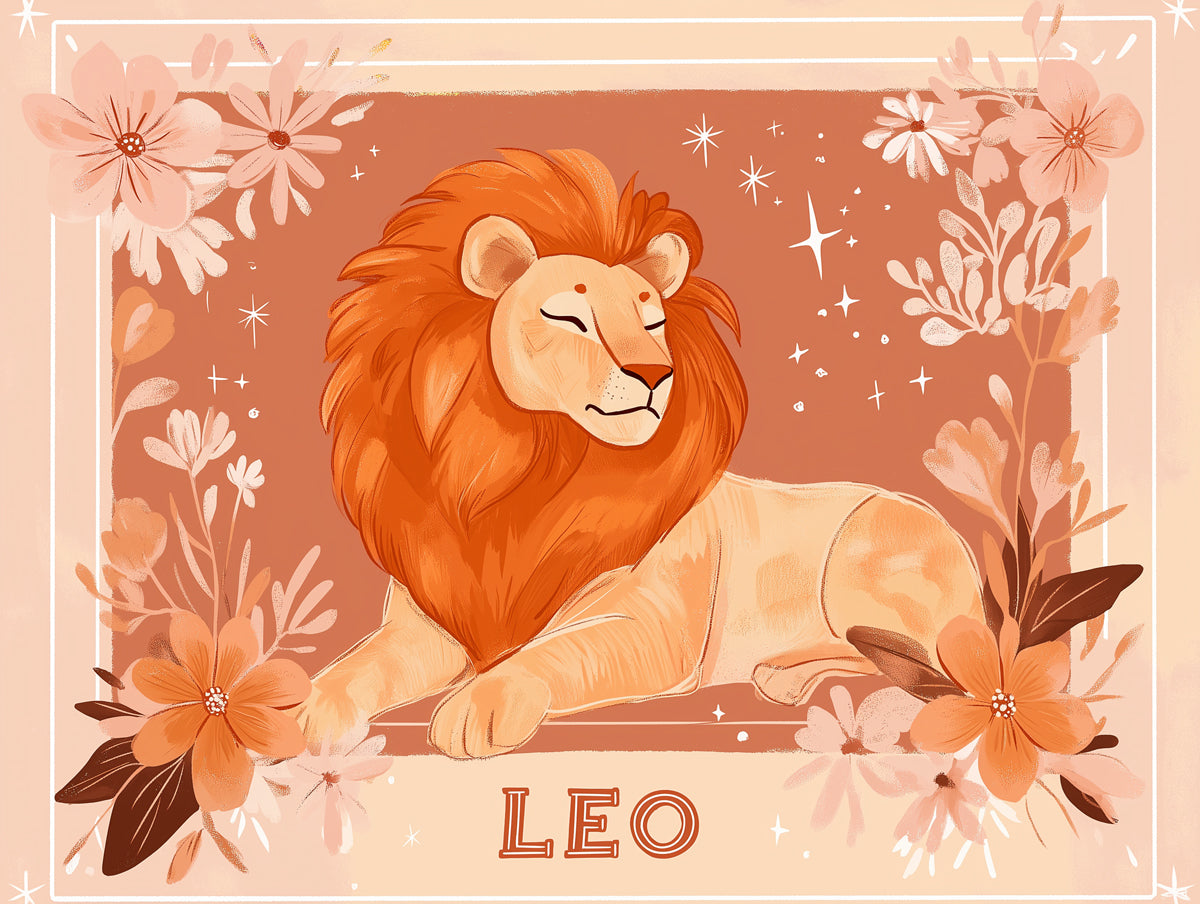 Leo - Celestial Lion Mural Wallpaper | Golden, Cosmic Hues