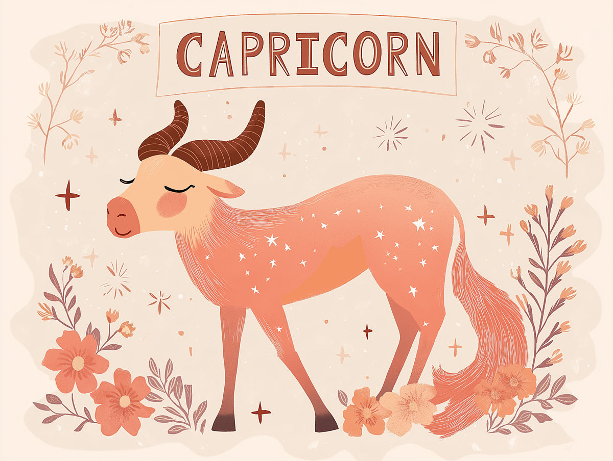 Capricorn - Celestial Goat Mural Wallpaper | Light Brown, Celestial Patterns