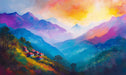 Mountain Hamlet in Color Mural Wallpaper