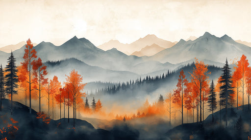 Autumn - Hued Mountain Vista Mural Wallpaper