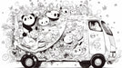 Black and White Panda Ice Cream Van Mural Wallpaper | Black White and Gray Panda