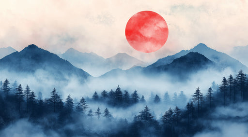 Crimson - Sun Mountain Reverie Mural Wallpaper