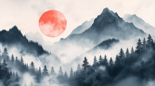 Tranquil Mountain - Moonrise Mural Wallpaper