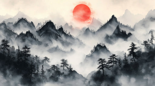 Misty Mountain Horizon Mural Wallpaper