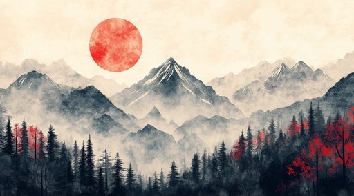 Mountain Silhouettes at Dawn Mural Wallpaper