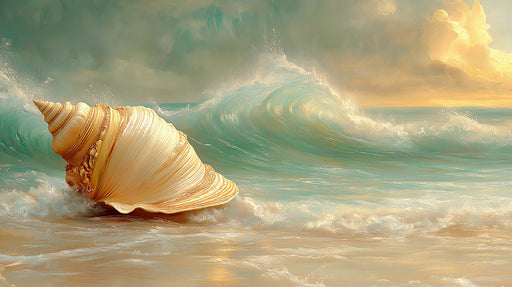 Seashell and Wave Fantasy Mural Wallpaper