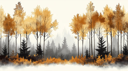 Golden Forest Glow Mural Wallpaper