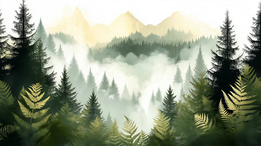 Misty Mountain Forest Mural Wallpaper