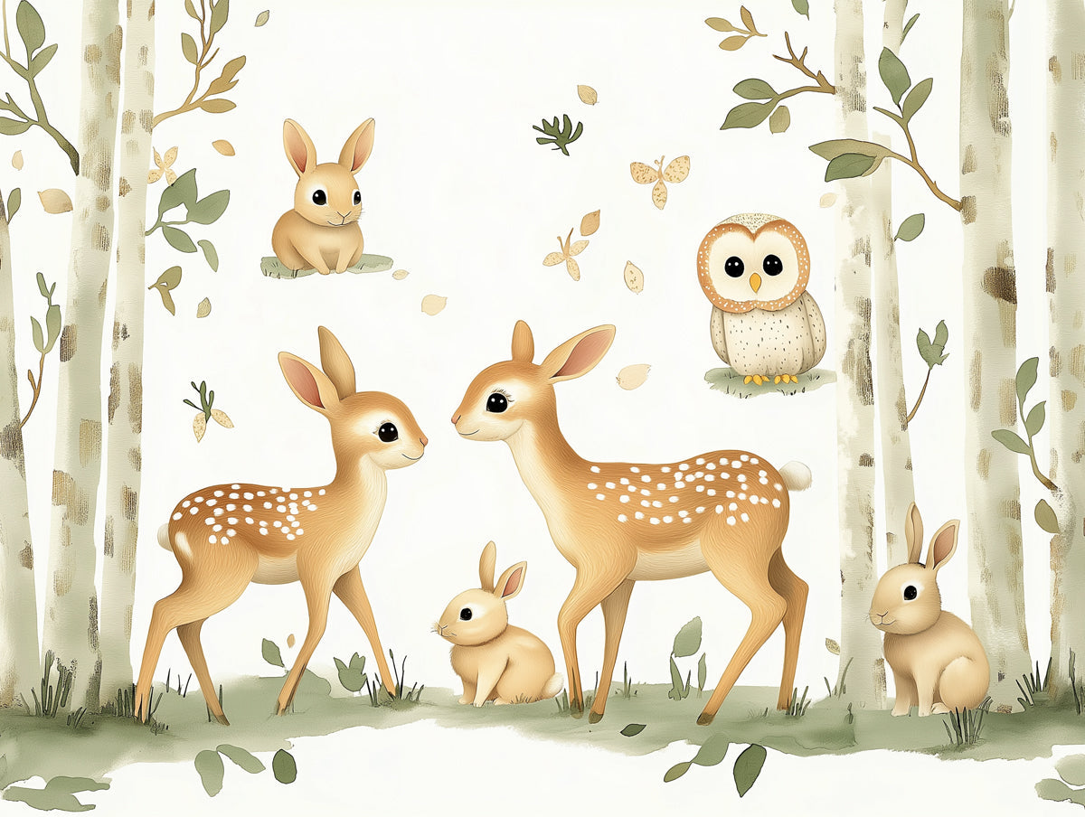 Peaceful Forest Pals Mural Wallpaper