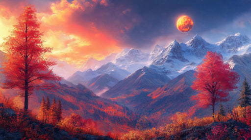 Cosmic Mountain Vista Mural Wallpaper