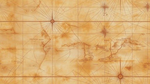 Nautical Map Mural Wallpaper | Tan and Brown in Dining Area