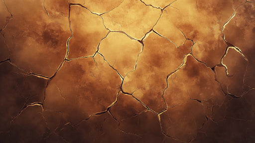 Cracked Earth Mural Wallpaper | Orange - Brown in Bedroom